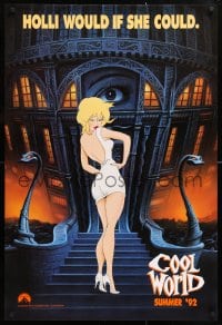 5g593 COOL WORLD teaser 1sh 1992 cartoon art of Kim Basinger as Holli, she would if she could!