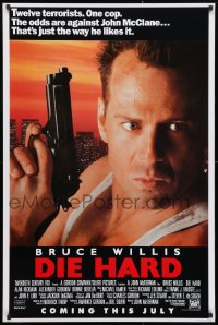 5g628 DIE HARD advance 1sh 1988 Bruce Willis vs twelve terrorists, action classic, with borders!