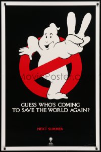 5g670 GHOSTBUSTERS 2 teaser 1sh 1989 logo, guess who is coming to save the world again next summer?