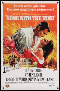 5g677 GONE WITH THE WIND 1sh R1989 Terpning art of Gable carrying Leigh over burning Atlanta!