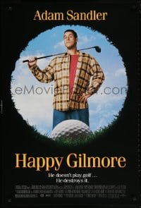 5g688 HAPPY GILMORE 1sh 1996 image of Adam Sandler, he doesn't play, he destroys golf!