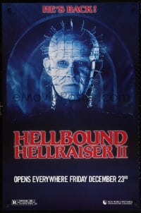 5g694 HELLBOUND: HELLRAISER II teaser 1sh 1988 Clive Barker, close-up of Pinhead, he's back!