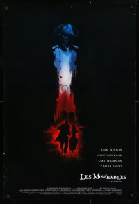5g747 LES MISERABLES DS 1sh 1998 Liam Neeson, Uma Thurman, cool red, white & blue art!