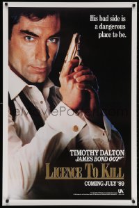 5g751 LICENCE TO KILL teaser 1sh 1989 c style, Timothy Dalton as Bond, his bad side is dangerous!
