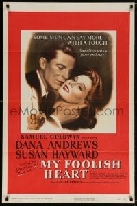 5g805 MY FOOLISH HEART 1sh 1950 Susan Hayward & Dana Andrews, based on J.D. Salinger story!