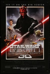 5g833 PHANTOM MENACE advance DS 1sh R2012 Star Wars Episode I in 3-D, different image of Darth Maul!