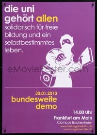 5g324 BUNDESWEITE DEMO 23x33 German special poster 2010 protestor with a book satchel!