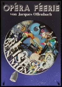 5g263 DIE REISE AUF DEN MOND 23x32 East German stage poster 1980s Jacques Offenbach, Henning art!