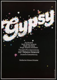 5g273 GYPSY 24x33 German stage poster 1979 Sondheim, title art by Gunter Schmidt, German premiere!