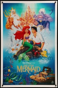 5g430 LITTLE MERMAID 18x27 special 1989 Morrison art of cast, Disney underwater cartoon!
