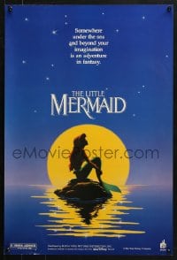 5g429 LITTLE MERMAID 18x26 special poster 1989 Ariel in moonlight, Disney underwater cartoon!