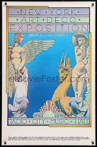 5g154 NEW YORK ART DECO EXPOSITION 26x40 museum/art exhibition 1975 Radio City Music Hall, Byrd artwork!