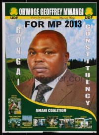 5g439 OBWOGE GEOFFREY MWANGI 13x17 Kenyan special poster 2013 vote for him!