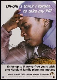 5g440 OH OH! I THINK I FORGOT TO TAKE MY PILL 17x23 Ugandan special poster 1990s family planning!