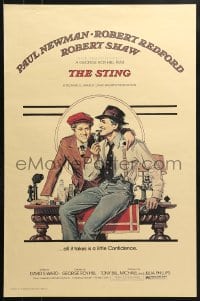 5g473 STING 19x29 special poster 1974 art of con men Paul Newman & Robert Redford by Richard Amsel!