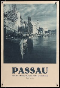 5g084 PASSAU 20x29 German travel poster 1930s great image of city and the Danube river!