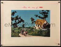5g085 TWA IRELAND 17x22 travel poster 1950 couple in horse drawn carriage by Rex Berner!