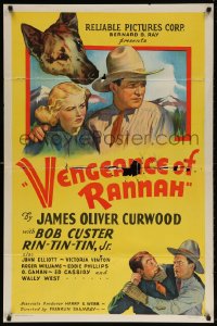 5g957 VENGEANCE OF RANNAH 1sh 1936 Bob Custer catches the bad guys, Rin Tin Tin Jr., ultra-rare!
