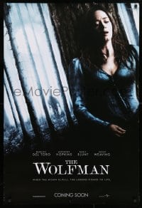 5g981 WOLFMAN teaser DS 1sh 2010 werewolf horror, pretty Emily Blunt on the run!