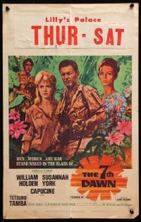 5h007 7th DAWN WC 1964 Howard Terpning art of William Holden, sexy Susannah York & Capucine!
