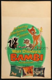 5h019 BAMBI WC R1957 Walt Disney cartoon deer classic, great art with Thumper & Flower!
