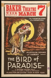 5h496 BIRD OF PARADISE stage play WC 1923 an appealing romance of Hawaii, art of lovers by volcano!