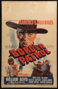 5h036 BORDER PATROL WC 1943 great art of William Boyd as Hopalong Cassidy catching bad guys, rare!