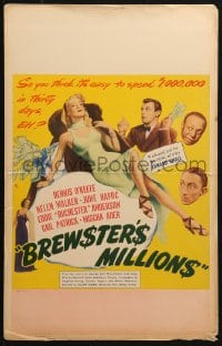5h037 BREWSTER'S MILLIONS WC 1945 Dennis O'Keefe has to spend a million in 30 days, great art!