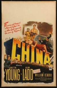 5h056 CHINA WC 1943 for every girl trapped, Alan Ladd rips into the Sons of Nippon!