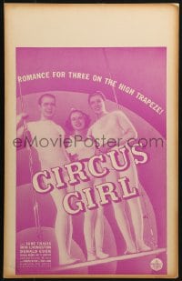 5h062 CIRCUS GIRL WC 1937 June Travis, Bob Livingston, romance for three on the high trapeze!
