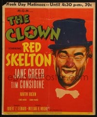 5h064 CLOWN WC 1953 great wacky headshot portrait of Red Skelton in full make up!