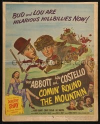 5h067 COMIN' ROUND THE MOUNTAIN WC 1951 wacky hillbillies Bud Abbott & Lou Costello, Dorothy Shay!