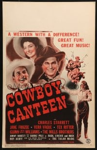 5h072 COWBOY CANTEEN WC 1944 Charles Starrett, Jane Frazee, Tex Ritter, all-star western musical!