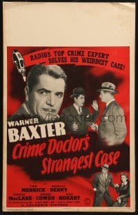 5h075 CRIME DOCTOR'S STRANGEST CASE WC 1943 Warner Baxter, radio's greatest crime expert!