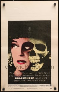 5h082 DEAD RINGER WC 1964 creepy close up of skull & Bette Davis, who kills her own twin!