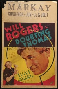5h093 DOUBTING THOMAS WC 1935 great huge headshot of Will Rogers staring at Billie Burke!
