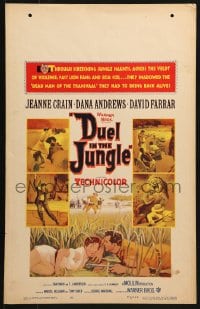 5h097 DUEL IN THE JUNGLE WC 1954 Dana Andrews, sexy Jeanne Crain, African adventure artwork!
