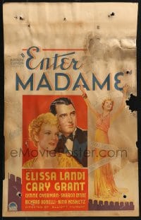 5h104 ENTER MADAME WC 1935 great romantic art of Cary Grant & pretty Elissa Landi!