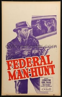5h115 FEDERAL MAN-HUNT WC 1939 Robert Livingston with maching gun, June Travis, ultra-rare!