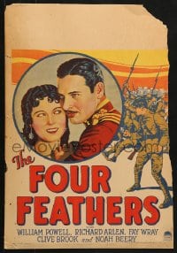 5h128 FOUR FEATHERS WC 1929 cool artwork of William Powell, Richard Arlen & pretty Fay Wray!