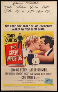 5h161 GREAT IMPOSTOR WC 1961 Tony Curtis as Waldo DeMara, who faked being a doctor, warden & more!