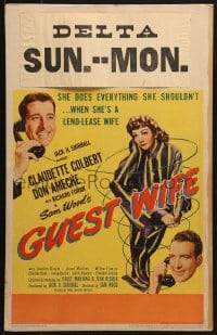 5h165 GUEST WIFE WC 1945 Don Ameche asks Dick Foran if he can borrow Claudette Colbert!