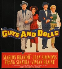 5h168 GUYS & DOLLS trimmed WC 1955 Marlon Brando, Jean Simmons, Frank Sinatra & Blaine arm-in-arm!