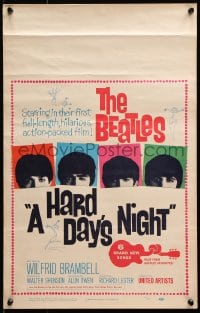 5h177 HARD DAY'S NIGHT WC 1964 great image of The Beatles in their first film, rock & roll classic!