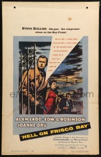 5h185 HELL ON FRISCO BAY WC 1956 Alan Ladd, Edward G. Robinson, Dru, art of Golden Gate Bridge!