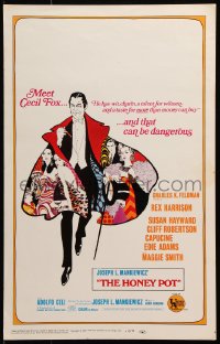 5h204 HONEY POT WC 1967 cool colorful Ger art of Rex Harrison & Susan Hayward!