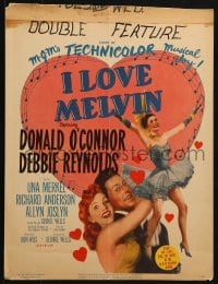 5h219 I LOVE MELVIN WC 1953 great romantic art of Donald O'Connor & Debbie Reynolds!