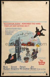 5h225 ICE STATION ZEBRA WC 1969 Rock Hudson, Jim Brown, Ernest Borgnine, art by Bob McCall!