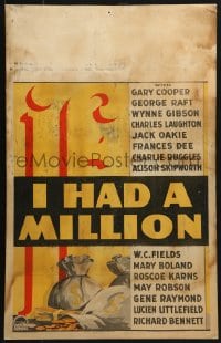 5h227 IF I HAD A MILLION WC 1932 cool art of money bags, all-star cast & directors!