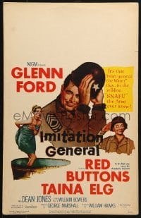 5h230 IMITATION GENERAL WC 1958 art of soldiers Glenn Ford & Red Buttons + sexy Taina Elg!